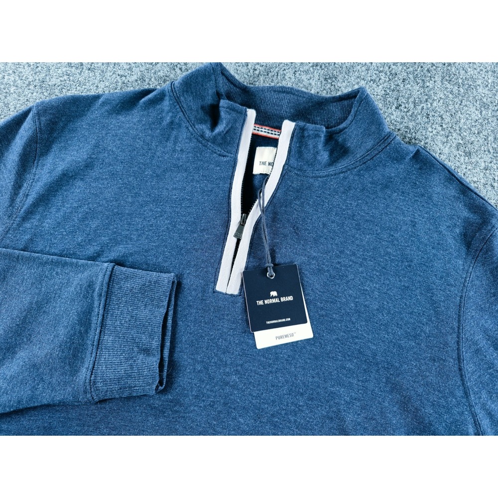 The Normal Brand Puremeso Weekend Quarterzip Navy Blue Pullover XL F1PQZPUPNVY4
